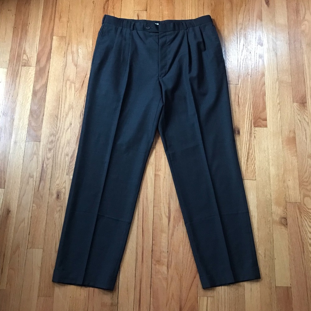Brooks Brothers x Ing Loro Piana Men's Charcoal Pleated Dress Pants 37x31.5